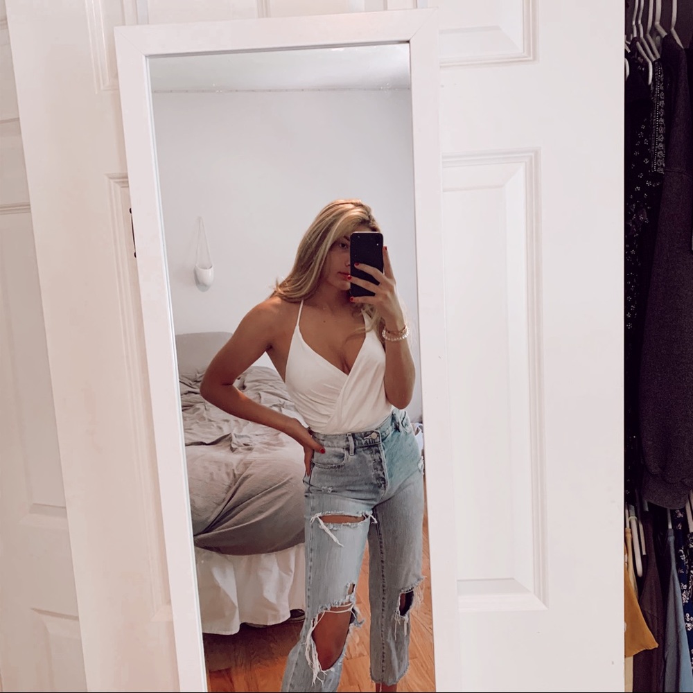 White Halter Bodysuit